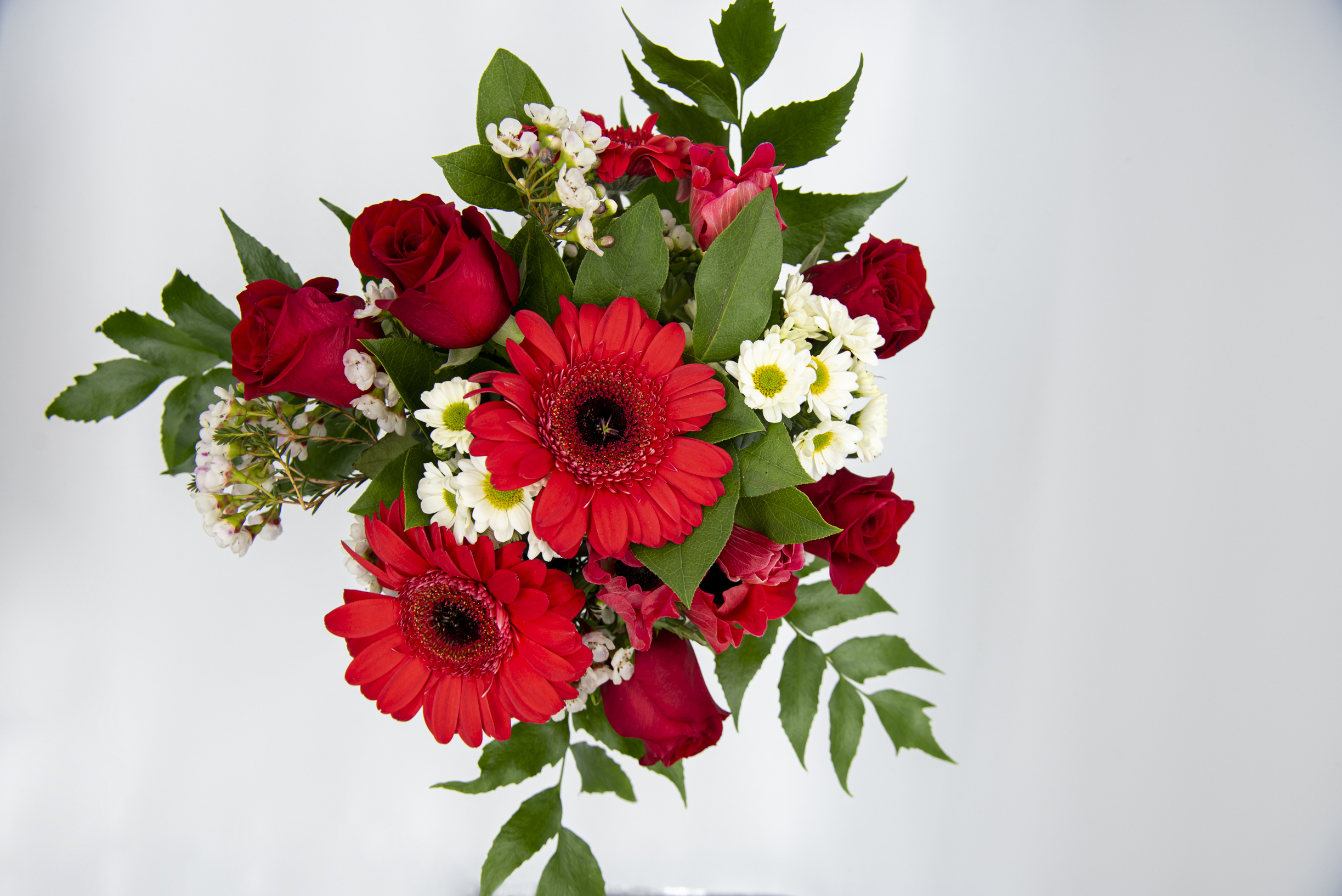 Bouquet con gerbere e rose rosse - immagine 5