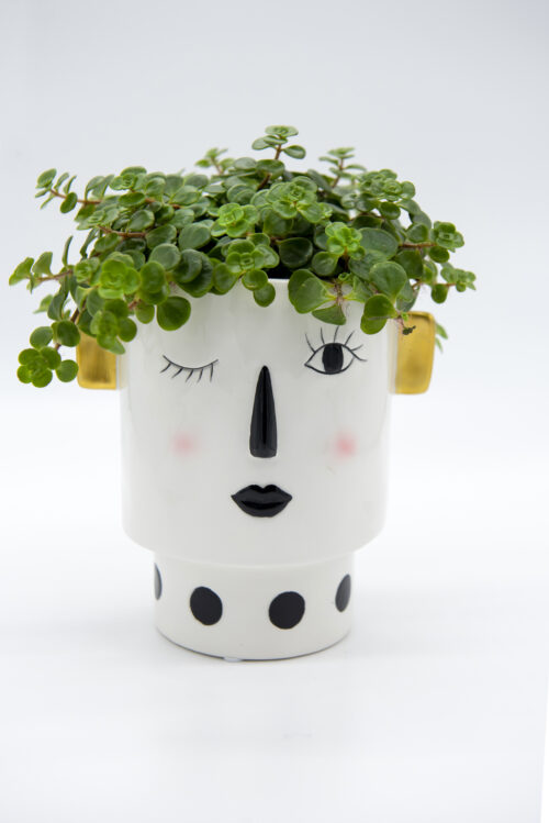 Vaso faccia in ceramica bianco e nero